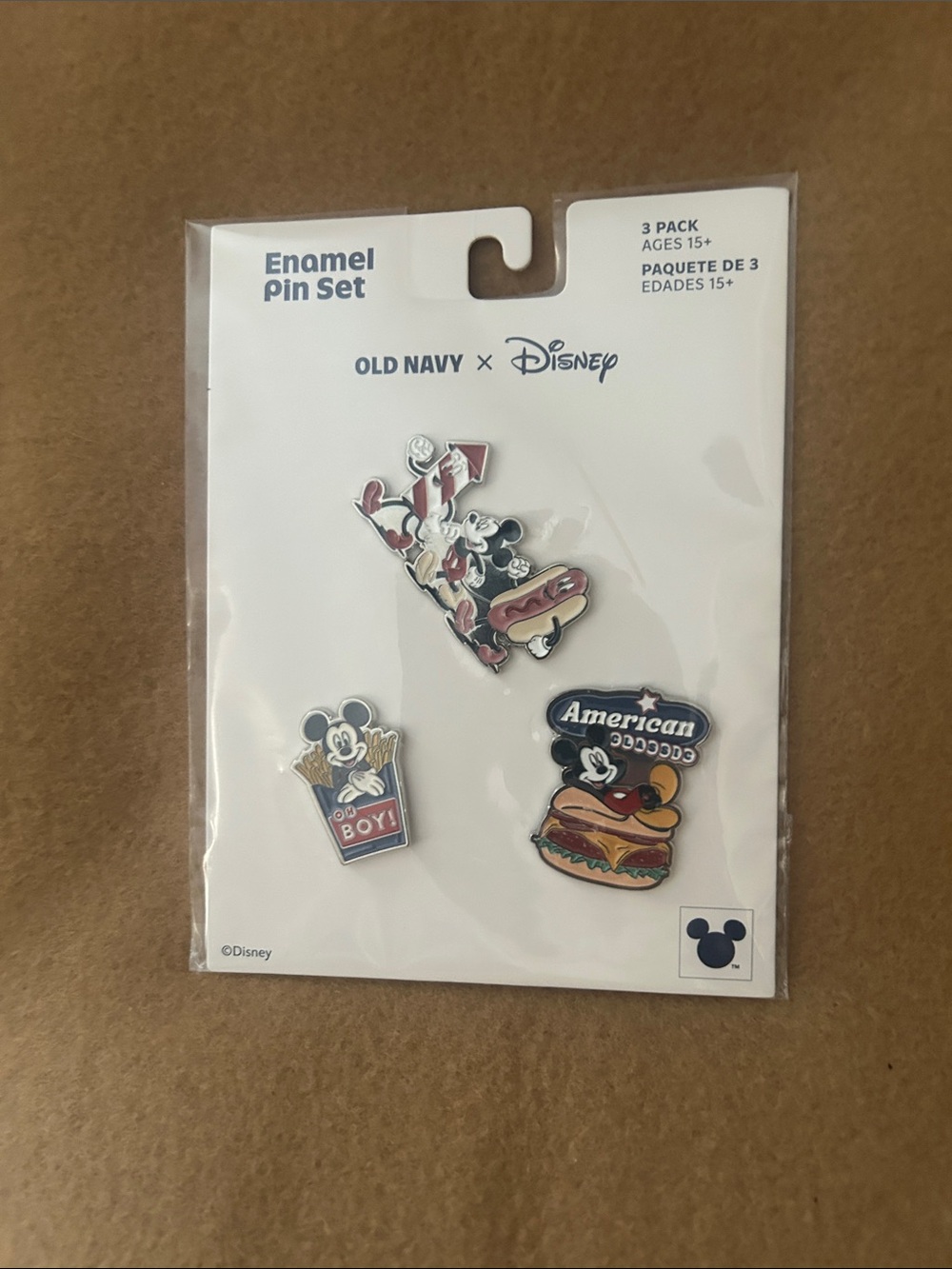 Old Navy Disney Mickey Picnic Enamel Pin Trio - collectible